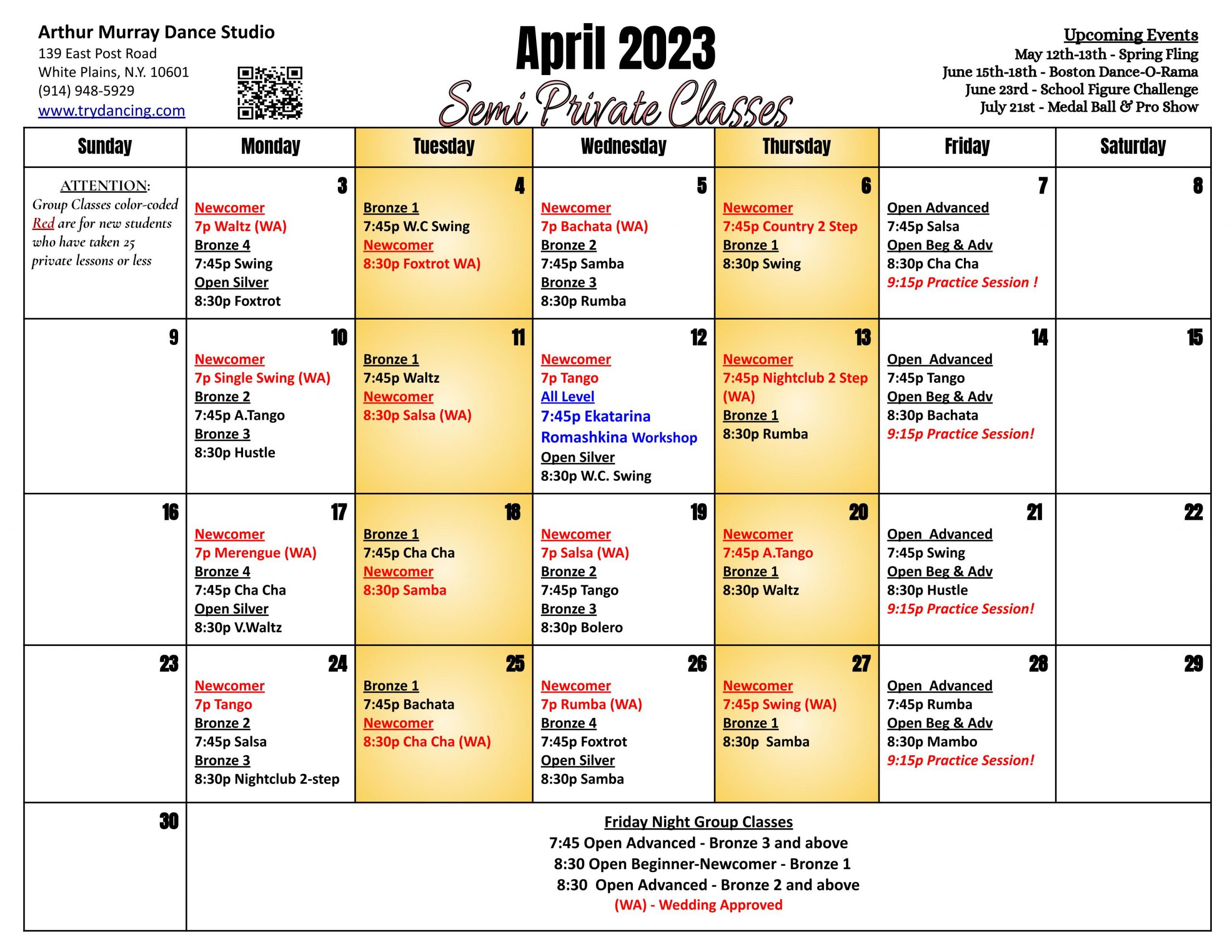 Event Calendar Arthur Murray Dance Studio in White Plains, NY